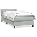 vidaXL Sommier à lattes de lit et matelas gris clair 90x220 cm velours
