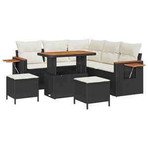 vidaXL Ensemble de canapé de jardin 8 Pièces Noir polyrotin