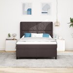 Lit Box Spring vidaXL avec Matelas en Marron Foncé  140x190 cm Tissu