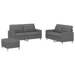 vidaXL Ensemble de canapés 3 Pièces avec coussins Gris foncé Tissu