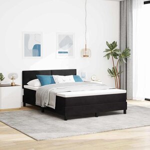 vidaXL Lit à ressorts avec matelas Noir 140 x 200 cm Velours