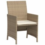 vidaXL Ensemble de bistro 3 Pièces avec coussins beige résine tressée