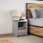 vidaXL Armoire de chevet et lumières LED sonoma gris bois d'ingénierie
