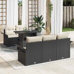 vidaXL Ensemble de canapé de jardin avec coussin 6 Pièces Noir Poly rotin
