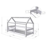Lit cabane enfant TERY 120 x 190 gris clair