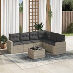 vidaXL Salon de jardin avec coussins 7 Pièces gris clair résine tressée