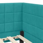 vidaXL Cadre de lit d'angle Turquoise 90 x 200 cm Velours