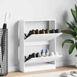 vidaXL Meuble à chaussures Blanc 59x17x81 cm Bois d'ingénierie