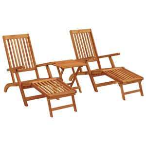 vidaXL Chaise longue inclinable et pliable 2 pc Bois d'Acacia Massif