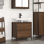 vidaXL Meuble salle de bain lavabo tiroirs chêne marron 60x34 5x60 cm