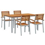 vidaXL Set de salle à manger de jardin 5 pièces en bois d'acacia et métal
