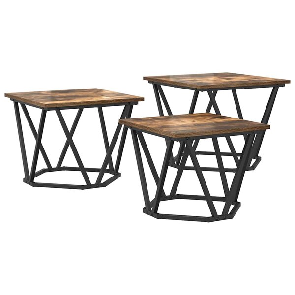 vidaXL Table basse 3 Pièces Chêne fumé 50 x 50 x 40 cm