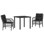 vidaXL Ensemble de salle à manger pour jardin 3 Pièces Noir Poly rotin