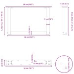 vidaXL Pieds de table basse en U  2 pièces  acier naturel  50 x (30-31) cm