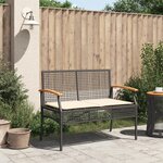 vidaXL Banc de jardin avec coussin noir résine tressée et acacia
