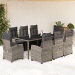vidaXL Ensemble à manger de jardin 9 Pièces coussins gris résine tressée