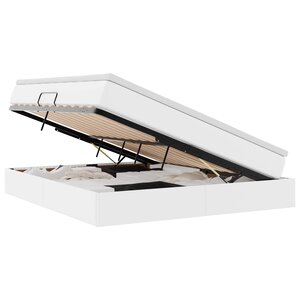 vidaXL Lit avec rangement et matelas avec matelas Blanc 160 x 200 cm