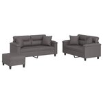 vidaXL Ensemble de canapés 3 Pièces avec coussins gris similicuir