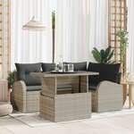 5 pièces de canapé de jardin vidaXL Gris clair Rattan Poly
