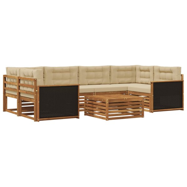 vidaXL Ensemble de canapés d'extérieur 7 pc Naturel et Beige Polyester
