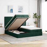 VidaXL Cadre de lit ottoman avec matelas vert foncé 180x200cm velours