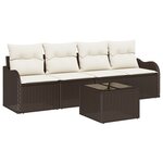 Ensemble de canapé de jardin vidaXL 5 pièces avec coussins en rotin marron