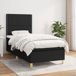 vidaXL Sommier à lattes de lit avec matelas Noir 90x200 cm Tissu