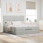 vidaXL Cadre de lit ottoman avec matelas gris clair 200x200 cm velours