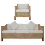 vidaXL Ensemble de canapés 2 Pièces avec coussins Rotin naturel