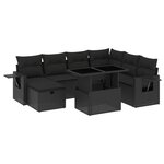vidaXL Salon de jardin 8 Pièces avec coussins noir résine tressée