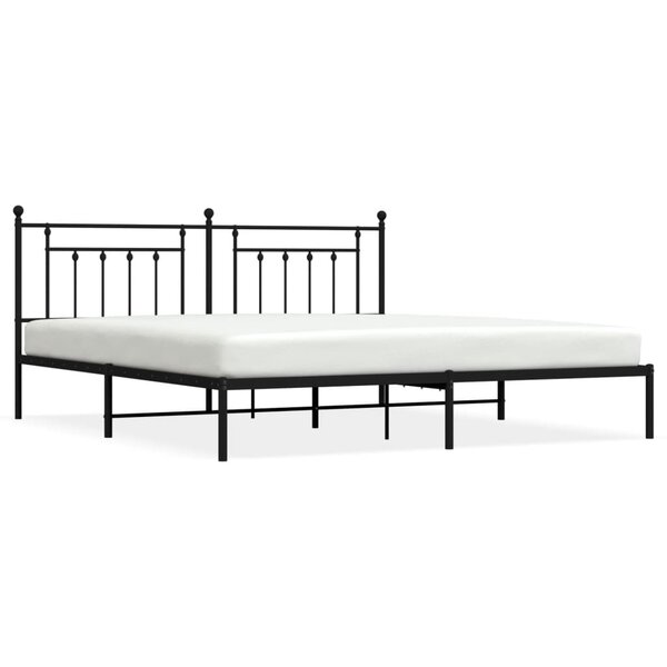 vidaXL Cadre de lit métal sans matelas avec tête de lit noir 200x200cm