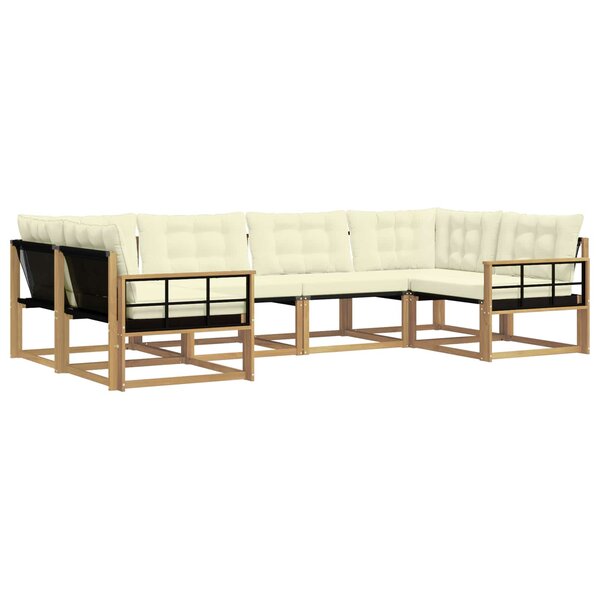 vidaXL Ensemble de canapés d'extérieur 6 pc Blanc et crème