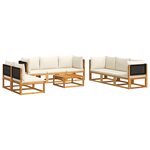 vidaXL Salon de jardin avec coussins 9 Pièces bois massif d'acacia