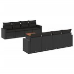 vidaXL Salon de jardin 9 Pièces avec coussins noir résine tressée
