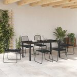 vidaXL Ensemble de salle à manger pour jardin 7 Pièces Noir