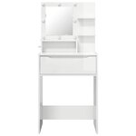 vidaXL Tables de maquillage pour chambre avec tiroir Blanc brillant