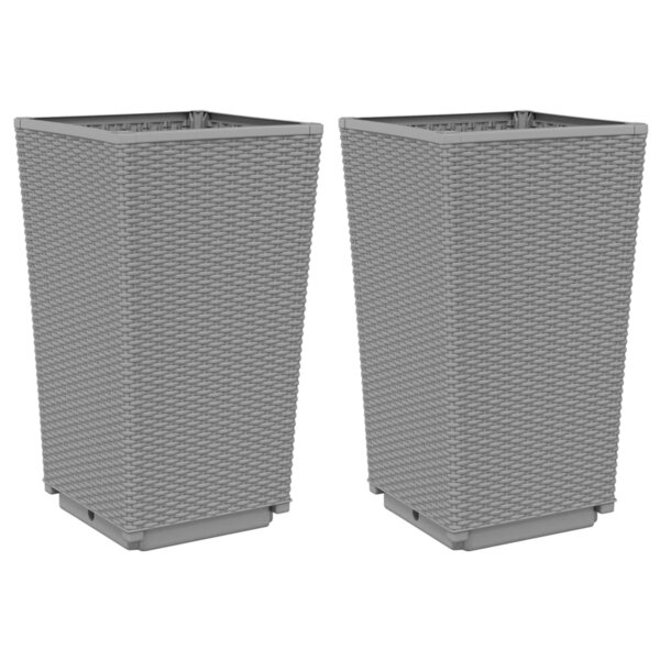 vidaXL Jardinières 2 Pièces gris clair 32 5x32 5x57 cm polypropylène