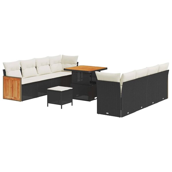 vidaXL Ensemble de canapé de jardin 11 Pièces Noir et Crème