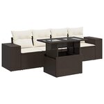 vidaXL Salon de jardin avec coussins 5 Pièces marron résine tressée