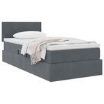 vidaXL Lit de Rangement avec matelas Gris foncé 100 x 200 cm Velours