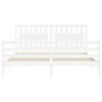 vidaXL Cadre de lit avec tête de lit blanc Super King Size bois massif