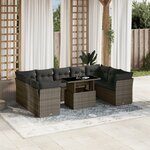 vidaXL Salon de jardin avec coussins 10 Pièces gris résine tressée