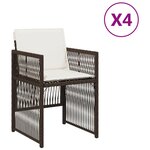 vidaXL Chaises de jardin avec coussins lot de 4 marron résine tressée