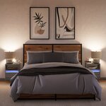 vidaXL Tables de chevet murales avec lumières LED 2 Pièces sonoma gris