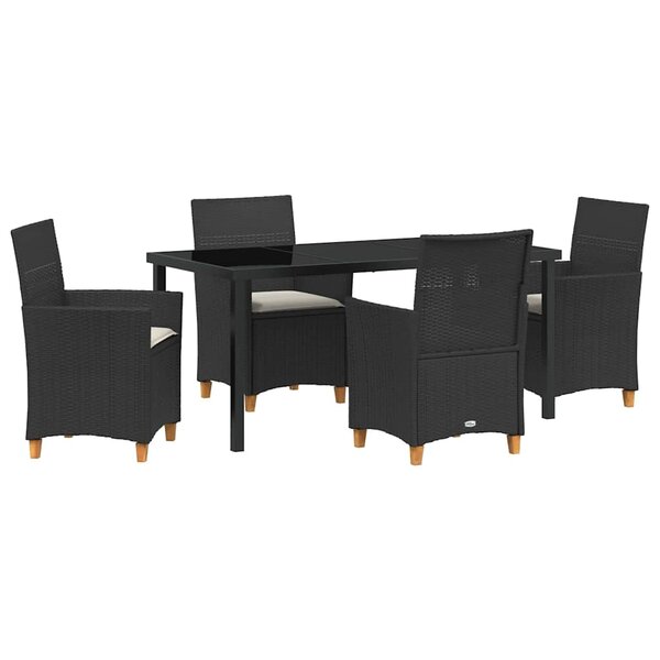 vidaXL Ensemble de salle à manger pour jardin 5 Pièces Noir polyrotin