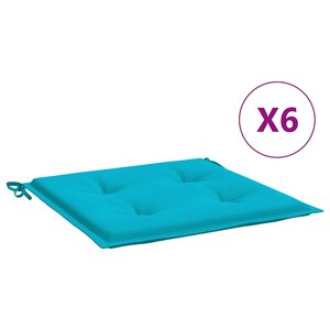 vidaXL Coussins de chaise de jardin lot de 6 turquoise 50x50x4cm tissu