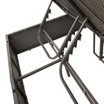 vidaXL Chaise longue double avec toit et rideaux noir résine tressée