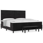 vidaXL Lit à ressorts avec matelas Noir 200 x 200 cm Velours