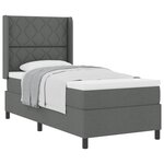 vidaXL Lit à ressorts avec matelas Gris foncé 90 x 200 cm tissu