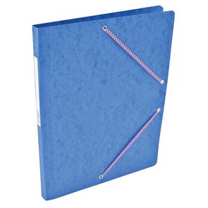 Chemise Carte Lustée simple 24 x 32 cm avec élastiques et étiquette de dos Bleu COUTAL